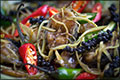 Crispy Catfish Stir Fried with Wild Ginger and Fresh Peppercorn Recipe - สูตรทำปลาดุกทอดกรอบผัดกระชายพริกไทยอ่อน