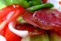 Thai Salad of Chinese Sausage with Tomatoes and Cucumbers