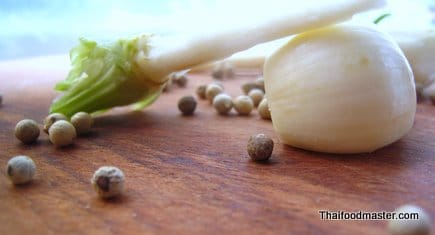 garlic, coriander and white peppercorns