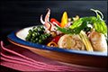 Pad Kee Mao Recipe of Stuffed Squid with Shrimp, Pork and Water Chestnuts Garnished with Crispy Basil Leaves <br /> (phat khee mao bplaa meuk yat sai goong neuua muu lae haaeo)<br />สูตรทำผัดขี้เมาปลาหมึกยัดไส้กุ้งเนื้อหมูและแห้ว