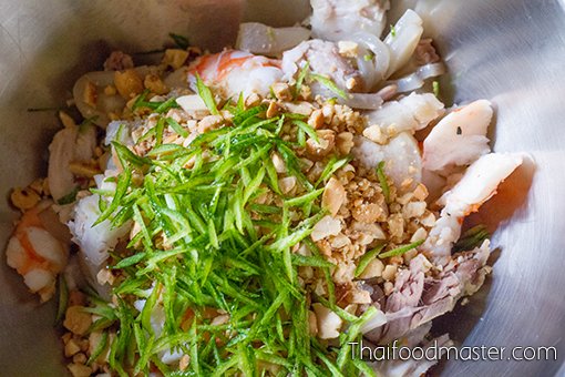 Yam_Pieu_Som_Za-Thaifoodmaster-9 ยำผิวส้มส้า ; Salad of bitter orange peels (sohm saa)