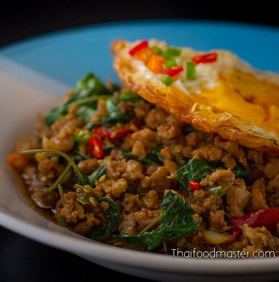 Stir Fried Pork With Holy Basil and Chilies - ผัดกะเพราหมูสับ, pad krapao moo sap