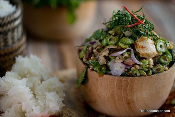 gaawy_bplaa_vientiane-00-560 Fish Koi Recipe (Koi Pa) - Vientiane Style Fish and Herbs Salad ก้อยปลานิลเวียงจันทน์